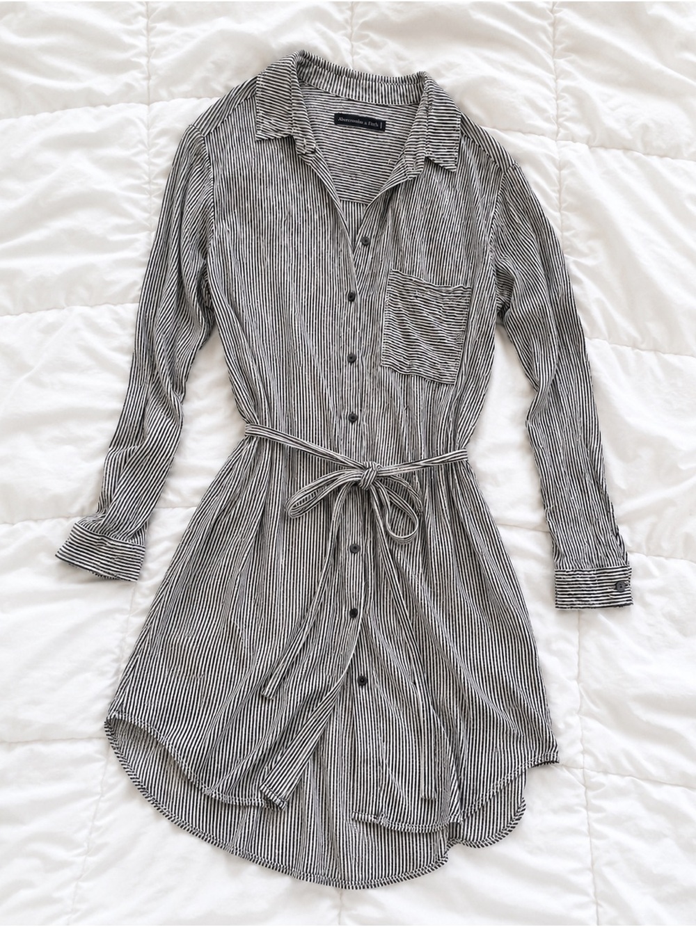 Abercrombie & Fitch Striped Button Down Shirt Dress Tie Waist XS - Picture 2 of 3